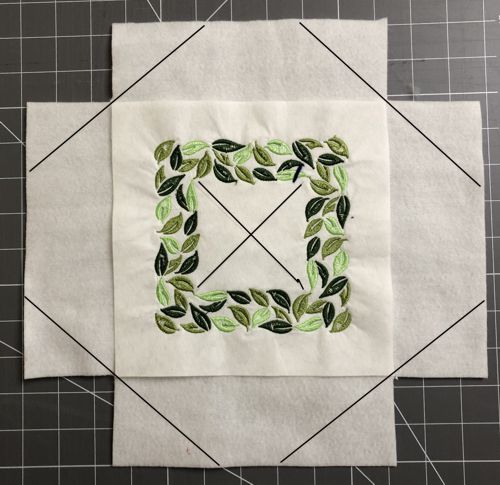 Markings for cutting on the stitch-out.