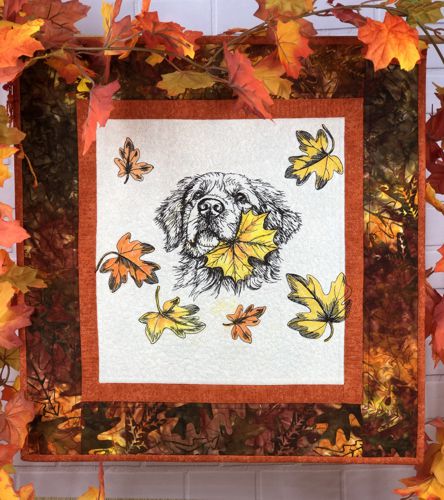 Golden Reteiver Autumn Wall Quilt