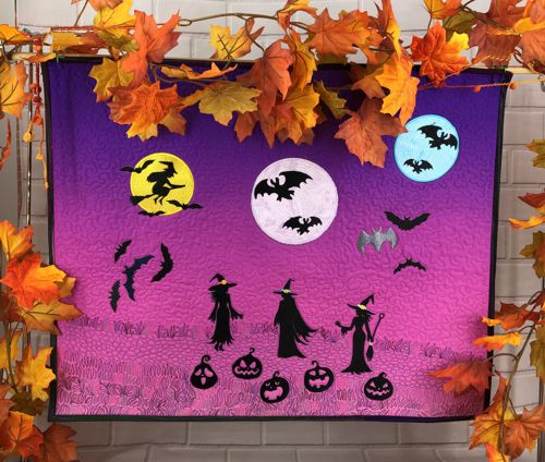 Halloween Witches' Moonlit Flight Quilt