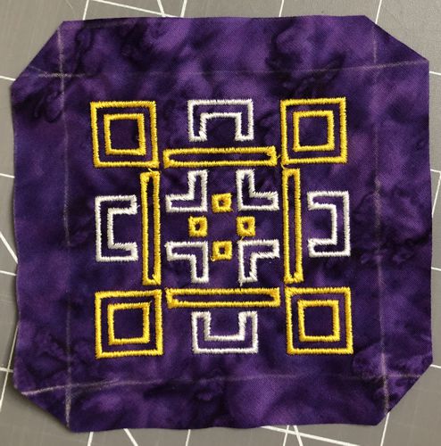 Cut out the stitch-outs leaving 3/4" seam allowance around the embroidery.