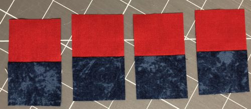 2-colored strip is subcut into 4 smaller ones.