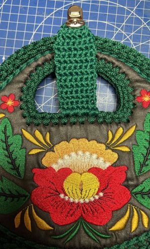 The tongue on the back panel.