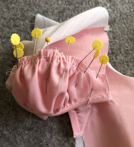 Pin the sleeve to bodice.