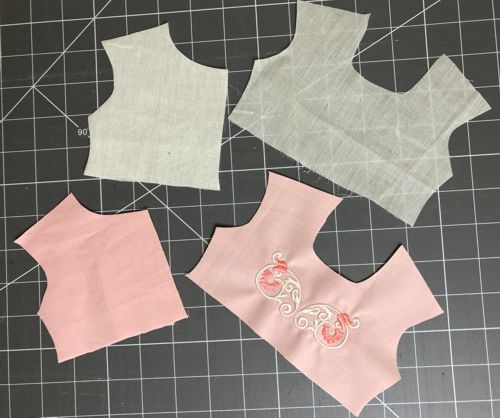 Front, back and the lining are cut out.