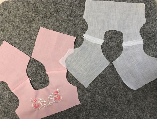 Bodice and lining with sewn shoulder seams.
