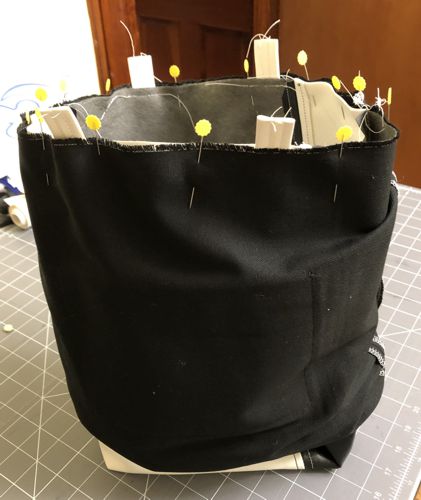Put the lining onto the outer bag.