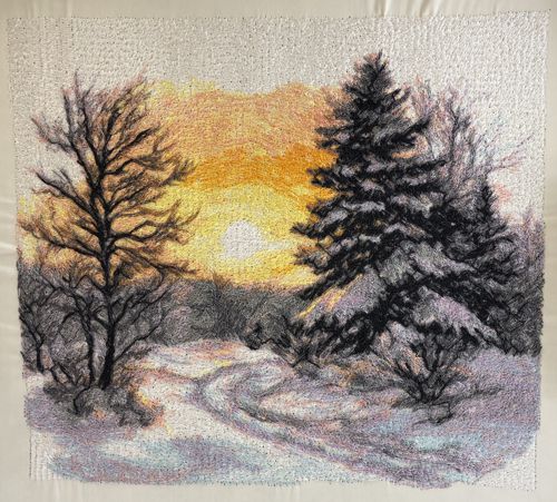 A stitch-out of the winter sunset design.