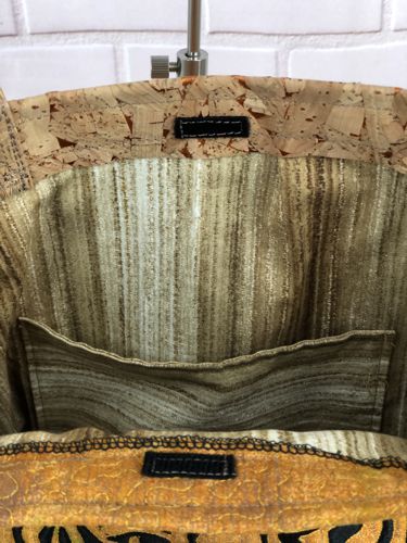 A close-up of the inside of the bag.