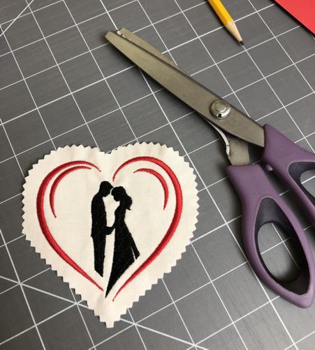 The edges of the stitch-out trimed with zig-zag shears.