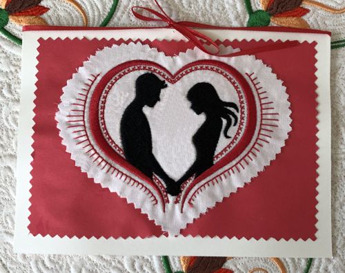 A finished Valentine-themed card.