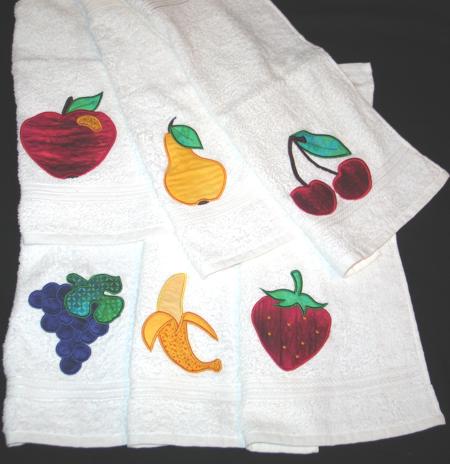 30s Hand Embroidery 721 Applique Fruit Lemon Orange Apple Cherry Strawberry 