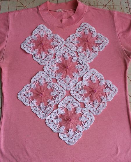 T-Shirt Makeover with FSL Crochet Yo-Yo Design image 4