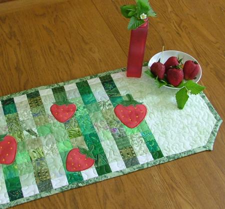 Strawberry Field Scrap Quilted Table Runner image 15
