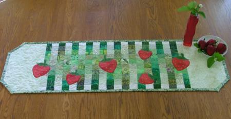 Strawberry Field Scrap Quilted Table Runner image 1