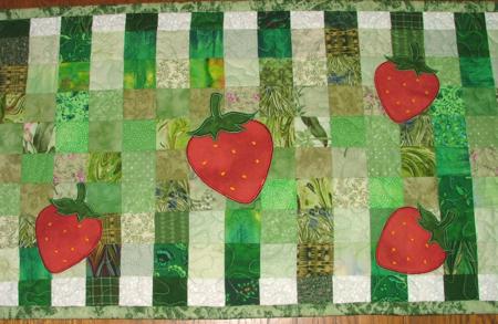 Strawberry Field Scrap Quilted Table Runner image 11