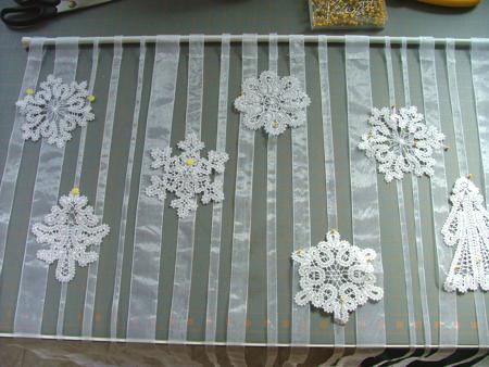 Winter Window Decorations with Battenberg Lace Motifs image 5