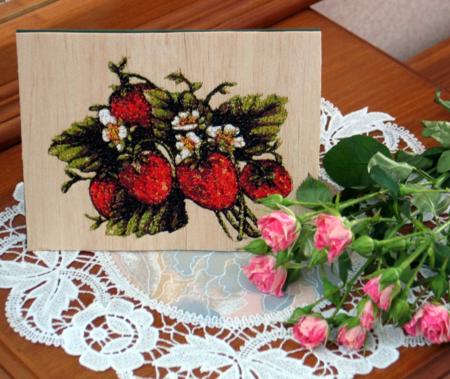 Balsa Wood Greeting Card with Embroidery image 1