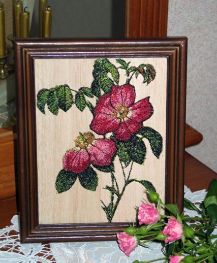 Framed Embroidery on Balsa Wood image 1