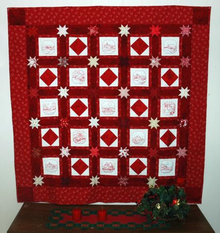 Christmas Village Wall Quilt with Scrappy Stars image 1