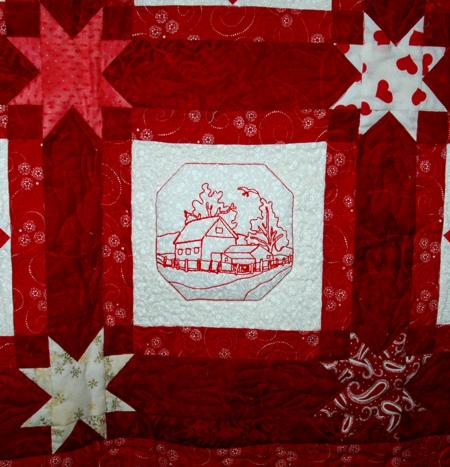 Christmas Village Wall Quilt with Scrappy Stars image 24