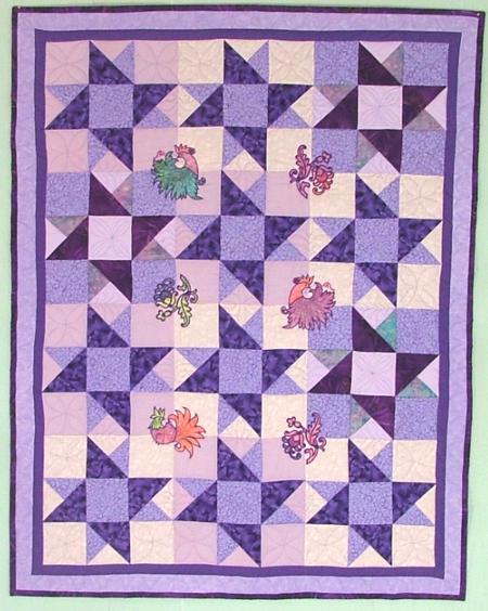 Double Friendship Star Quilt with Fancy Bird Appliqué image 1