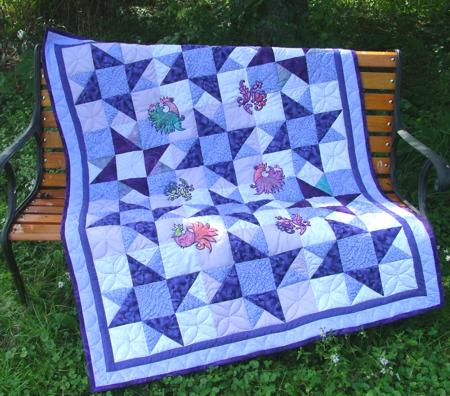 Double Friendship Star Quilt with Fancy Bird Appliqué image 13