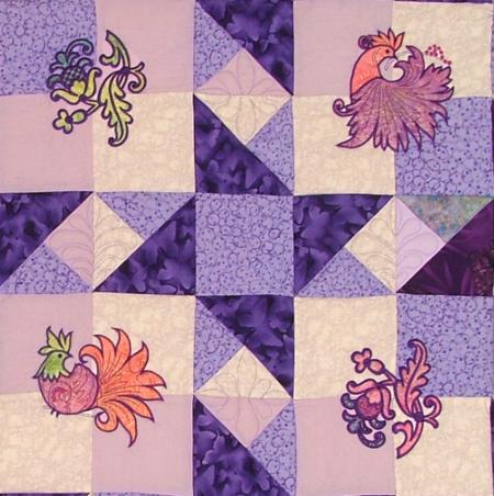 Double Friendship Star Quilt with Fancy Bird Appliqué image 6