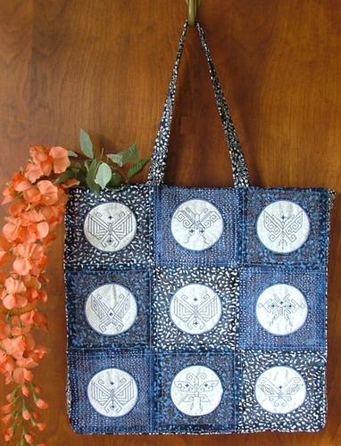 Indigo Tote with Oriental Styling image 1