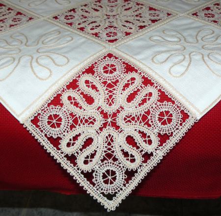 Table Linen with Battenberg Square Lace image 2