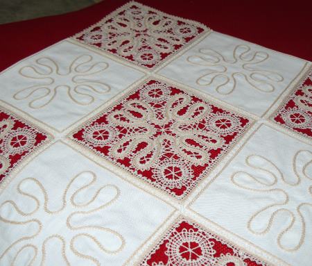 Table Linen with Battenberg Square Lace image 3