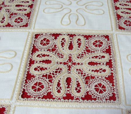 Table Linen with Battenberg Square Lace image 4