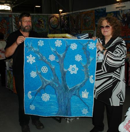 Winter Tree Quilt with Lace Embroidery image 5