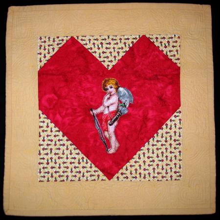 Valentine Wall Hanging with Cupid Embroidery image 1