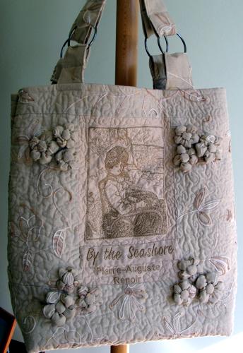 Quilted Impressionist Summer Bag with Embroidery image 1