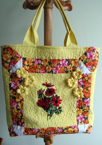 Quilted Spring Bag with Flower Embroidery image 19