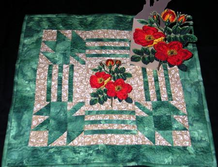 Quilted Tabletopper with Wild Rose Embroidery image 16