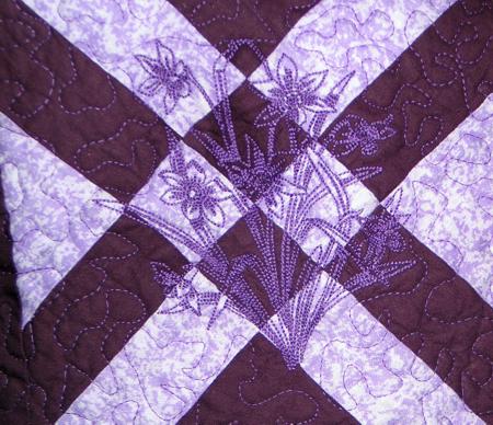 Violet Tote Quilted with Redwork Flowers image 18