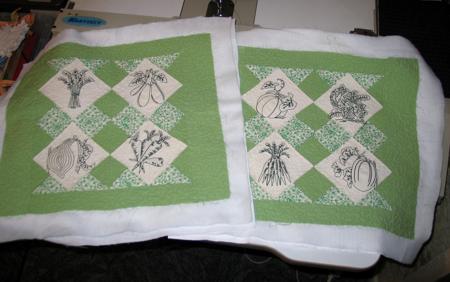 Quilted Placemats with Vegetable Redwork Embroidery image 9