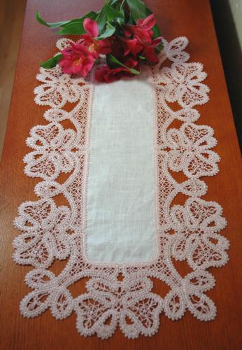 Table Linen with Battenberg Butterfly Border Lace image 1