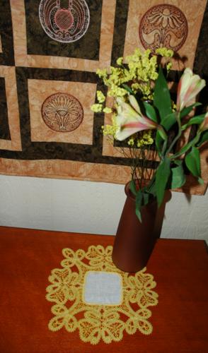 Table Linen with Battenberg Butterfly Border Lace image 12