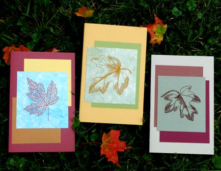 Autumn-themed Greeting Cards with Leaf Embroidery image 2