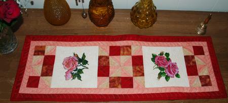 Summer Scrap Tablerunner with Rose Embroidery image 1