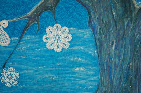 Winter Tree Quilt with Lace Embroidery image 4