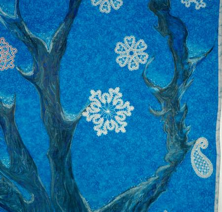 Winter Tree Quilt with Lace Embroidery image 7